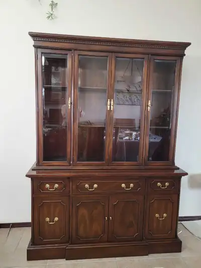56" wide X 20" deep X 77" tall Solid Mahogany Beautiful condition Gibbard Furniture was Canada's old...
