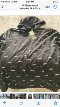 New Adidas XL zip up hoodie-boys- tags on