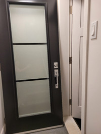 Porte d'entrée avec fenêtre givrée standard