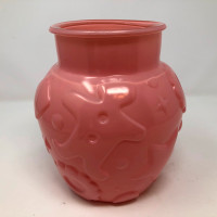 Hazel Atlas Pink Fired On Glass Cookie Jar AS IS