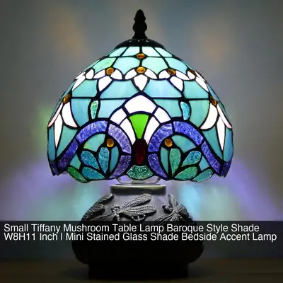 Small Tiffany Mushroom Table Lamp Baroque Style Shade W8H11 Inch, View more