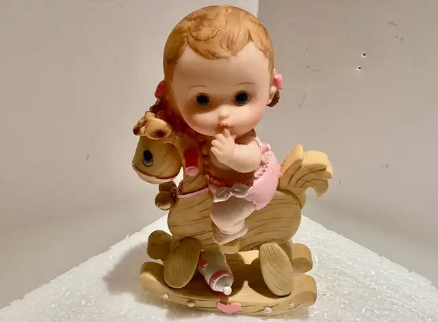 6” Baby Girl Riding Unicorn Rocking Horse – Baptism Gift63616757947523120