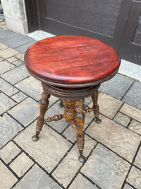 Antique Piano Stool (Solid Wood Construction)