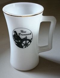 Vintage Rare New Brunswick Souvenir Milk Glass Tall Coffee Mug