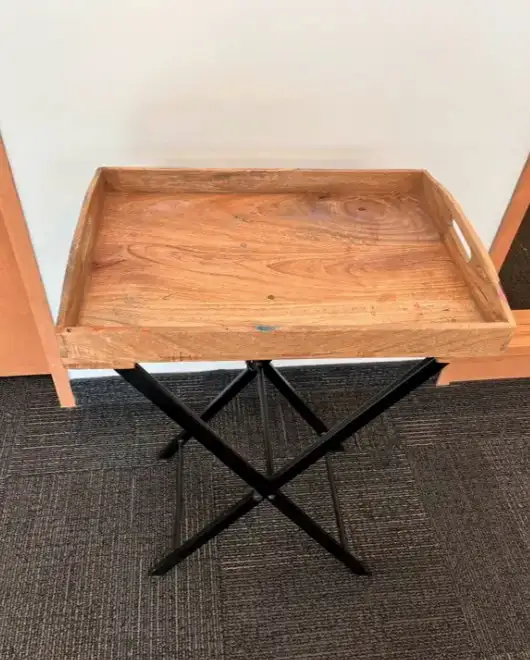 Rustic Foldable Wooden-Metal Tray Table64141847897858122