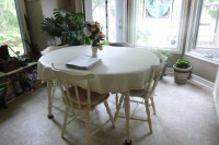 Painted Maple dinette set & 4 padded chairs