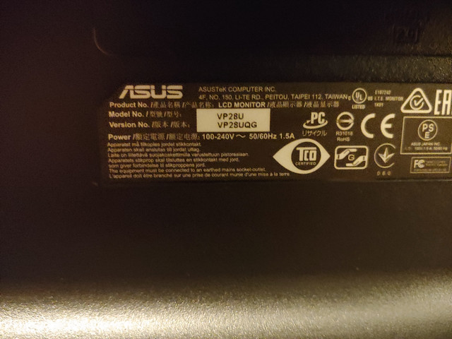 Asus VP28U 4k 60hz  28 inch Gaming  Monitor in Monitors in Kamloops - Image 3