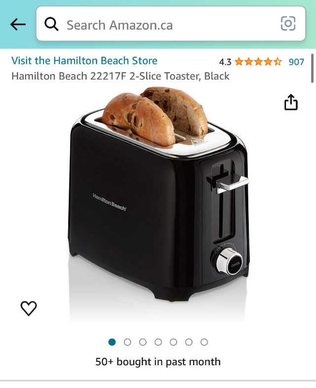 Hamilton Beach 22217F 2-Slice Toaster, Black in Toasters & Toaster Ovens in City of Toronto - Image 3