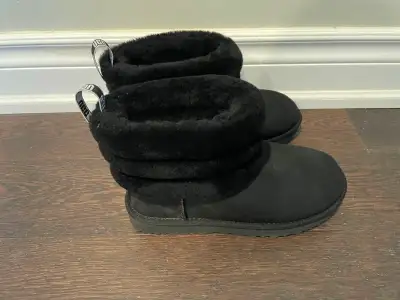New W7 UGG Women's Classic Mini Fluff Quilted Boots in black, View more