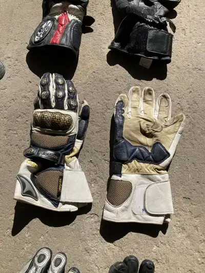 White small size gloves $30 Various helmets $50-$80