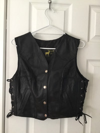 Ladies genuine leather motorcycle vest