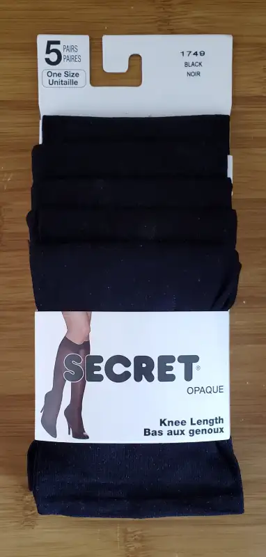 "SECRET" OPAQUE ONE SIZE KNEE-LENGTH HOSE-5 PAIR PACK in Women's - Bottoms in Calgary - Image 2