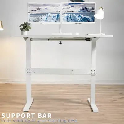 Brand New Open Box VIVO White Universal Steel Clamp-on Desk Stabilizer Bar, 91cm to 156cm Bracket Su...
