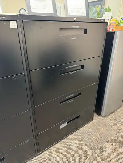 We have two office 4 drawer laterial filing cabinet with key. Must pick up in Canmore. $100/each.