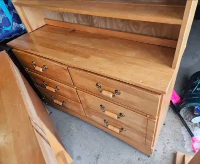 solid wood vintage dresser, desk and night stand, View more