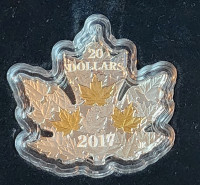 2017 $20 Gilded Silver Maple Leaf - Pure Silver Coin