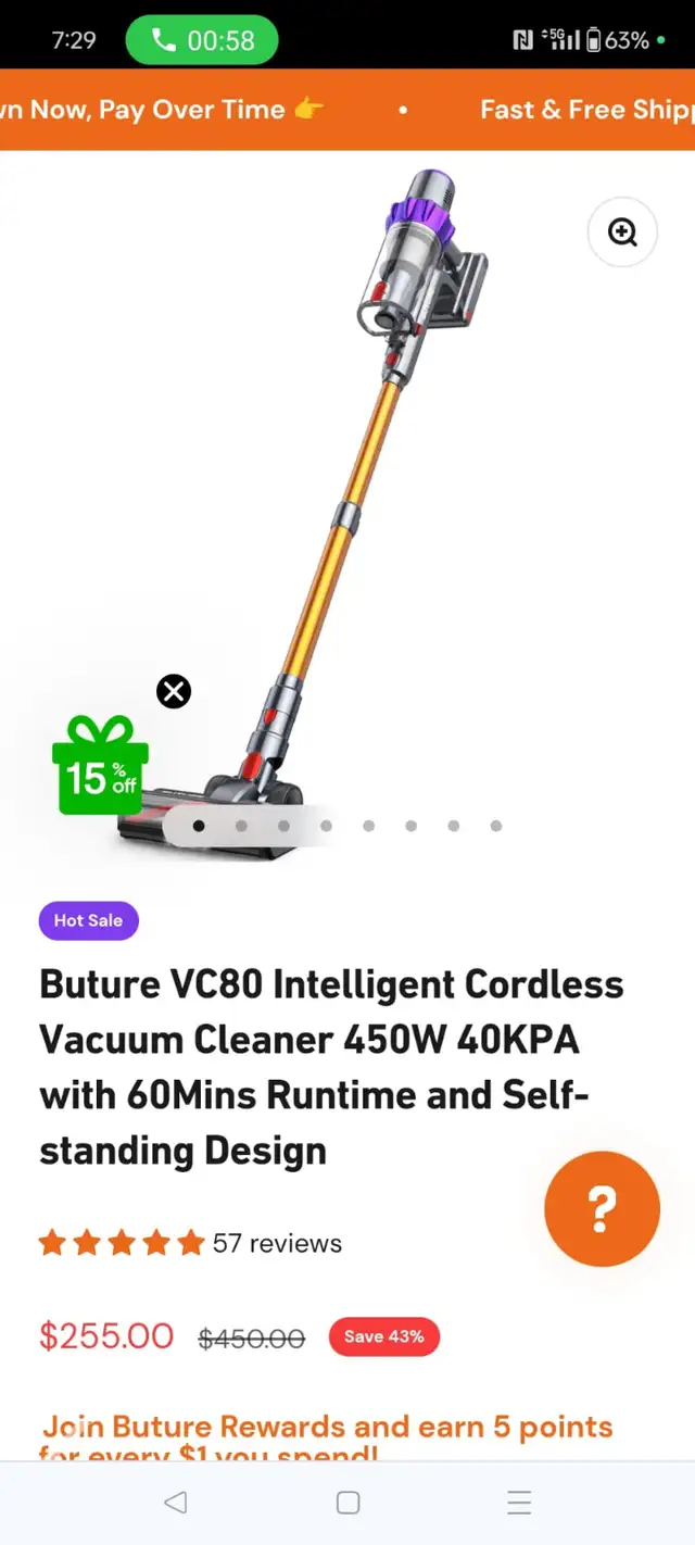Cordless Vacuum Cleaner, 450W 38KPA Self-Standing Stick Vacuum C in Vacuums in Markham / York Region - Image 2