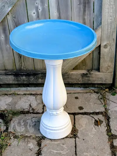 Bird Bath with Pedestal, H.25" x D.17"/D.8", Plastic, Peppercorn, View more