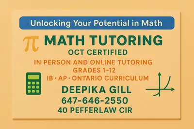 Certified Math Tutor – Grades 1–12 | IB & AP Math Specialist | Brampton Struggling in math? Want to...
