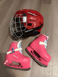 Kids Bauer helmet and skates. 
