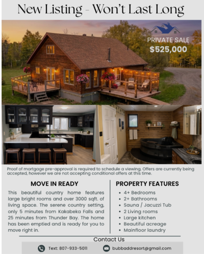 SOLD Peaceful country living awaits you, just minutes from Kakabeka Falls and only 25 minutes from T...