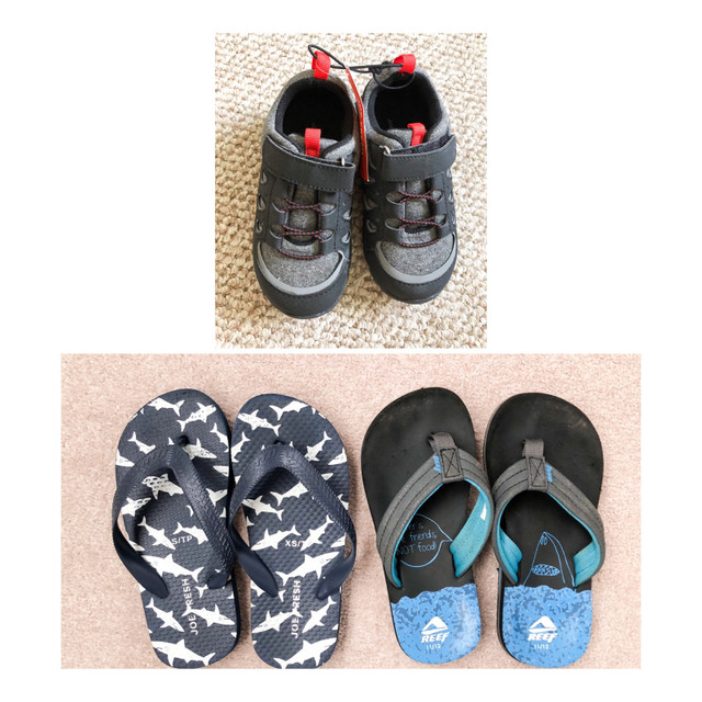 New with tags boys size 11 sneakers plus two pairs of flip flops in Kids & Youth in City of Halifax