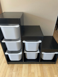 Storage shelving with bins