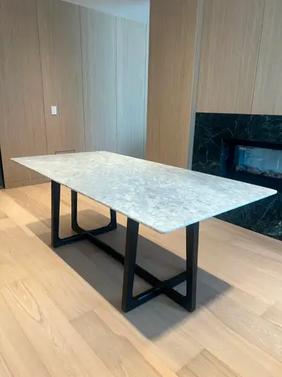 White Carrara Marble Dining Table - mkt, View more