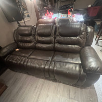 Used laminated leather 3 seat recliner