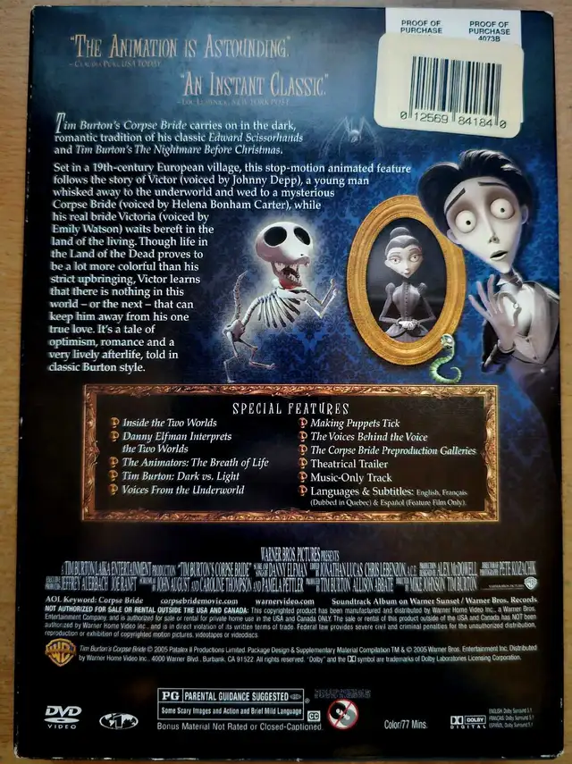 “Tim Burton’s Corpse Bride” DVD w/ Collector’s Book | CDs, DVDs & Blu ...