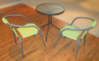 Small Patio Table with 2 Stackable Chairs