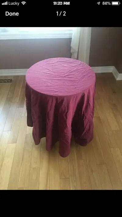 Round table with table cloth   
