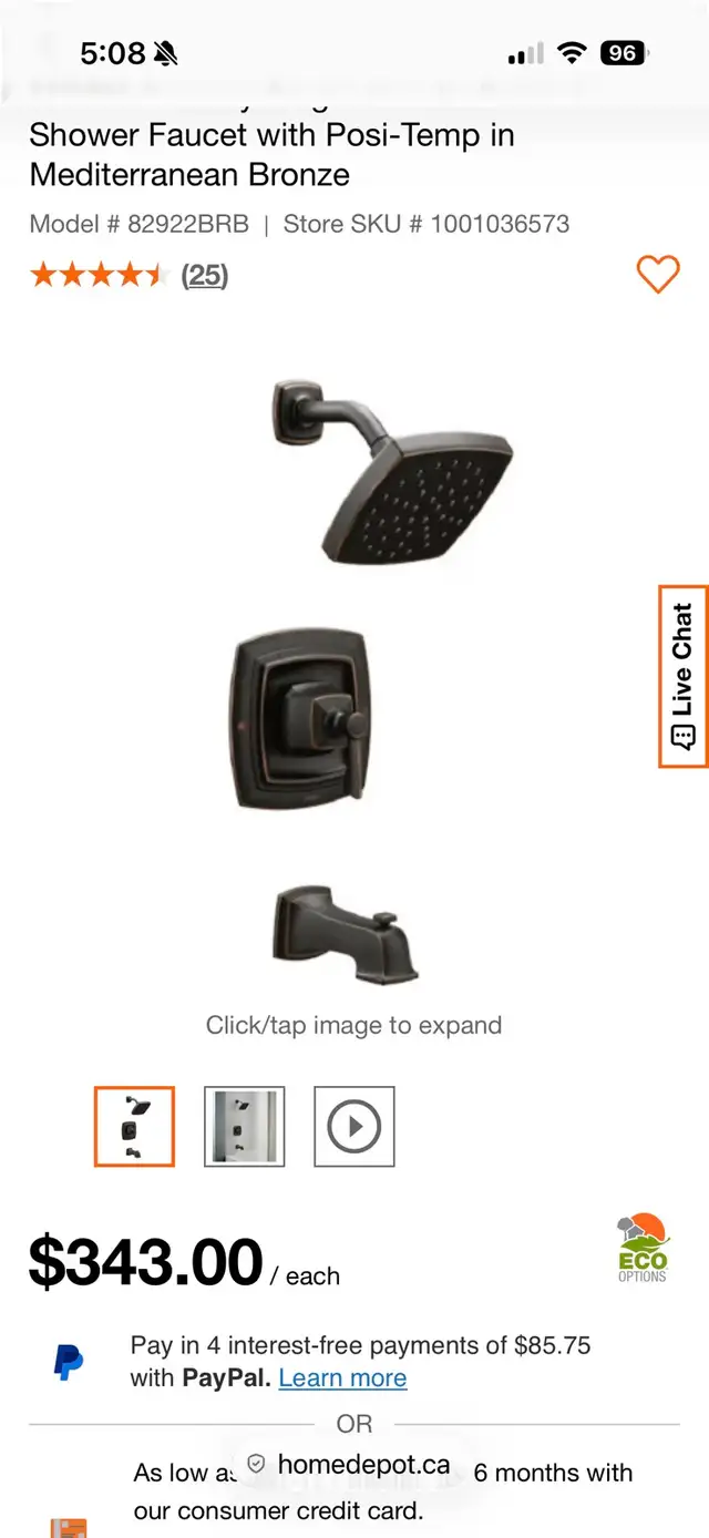 Moen Conway 3 piece tub and shower set 