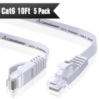 Cat 6 Ethernet Cable 10 ft - 5 Pack White