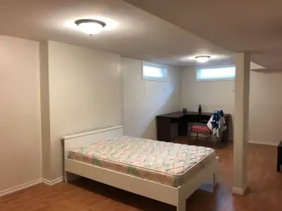 A whole basement as a room is available for Aug 1, 2025. It is furnished with a double bed with matt...