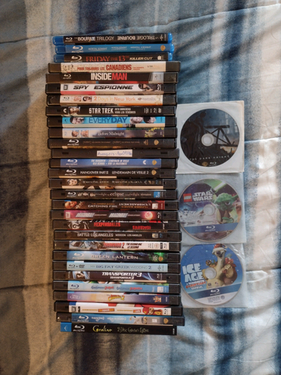 Blu Ray movies most in DVD cases: The Bourne Trilogy *SOLD* Mortal Kombat Trilogy *SOLD* Friday The...