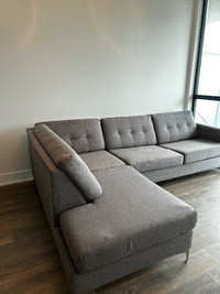 Grey sectional Sofa and pull out mattress