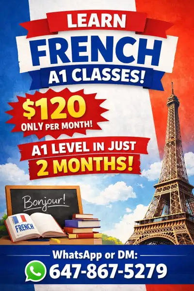 Learn French -A1 level Only @$120/monthly, View more