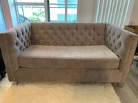 Grey Crystal Studded Upholstered Couch