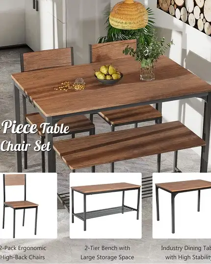 Dining Table Set for 4, Kitchen Table with Bench and Chairs in Dining Tables & Sets in Markham / York Region - Image 5