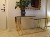 SOLD  Glass console-just the right amount of vintage glam