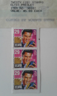 ELVIS PRESLEY STAMPS, 29 Cent, 1993, 3 edge stamps & corner with