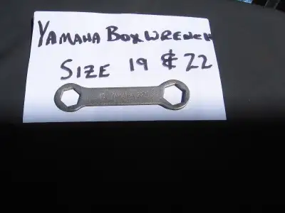 For you YAMAHA Collectors or parts people; YAMAHA BOX END WRENCH 6 point, 19mm on one end and 22mm o...