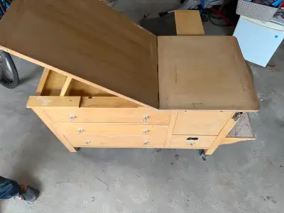 Vintage Wooden Pediatric Exam Table / Doctor’s Cabinet, View more