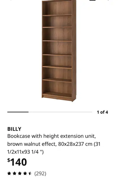 IKEA BILLY Bookcase with height extension unit, View more