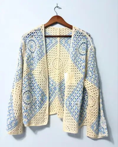 Cream Long Sleeve Cotton Blouse – Blue Pattern, View more