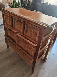 Wood & Wicker 3-Drawer Storage Chest/Dresser