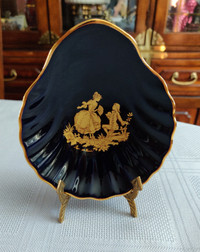 Limoges Castel France Cobalt Blue 22K Gold Trinket Dish