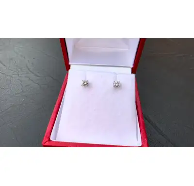 #578 - .18 Carat Natural Diamond Screwback Studs, 14k - NEW, View more