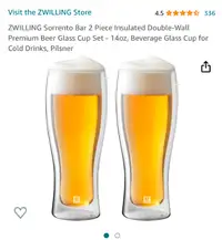 ZWILLING SORRENTO BAR 2 Piece Beer glass set - brand new in box